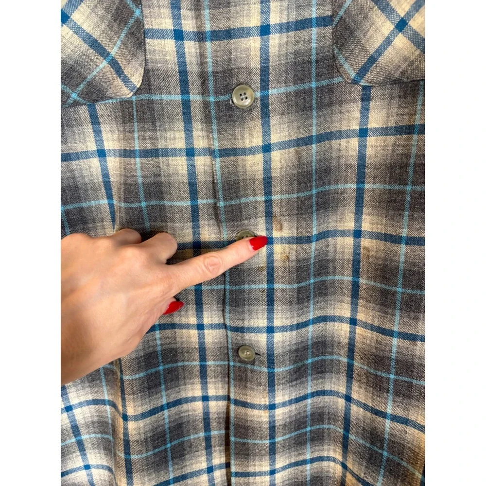 Vintage 50's 60's Pendleton Plaid Board Shirt Short Sleeve M Classic Loop Collar
